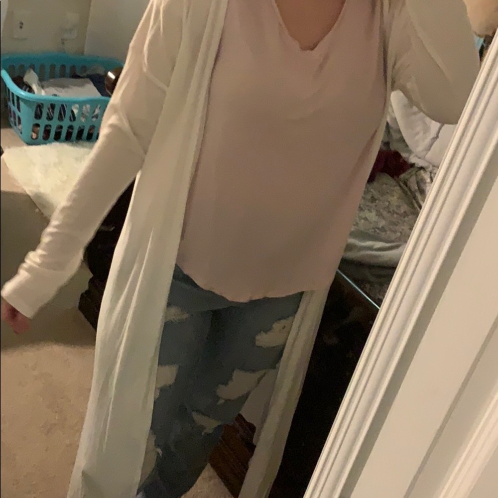 white tj max long cardigan